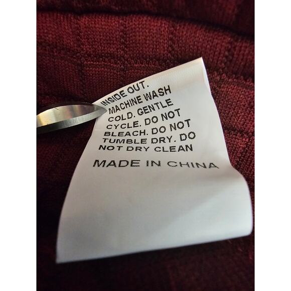 Maroon Mens Hoodie Sweatshirt with Squares Size Medium - Picture 8 of 9